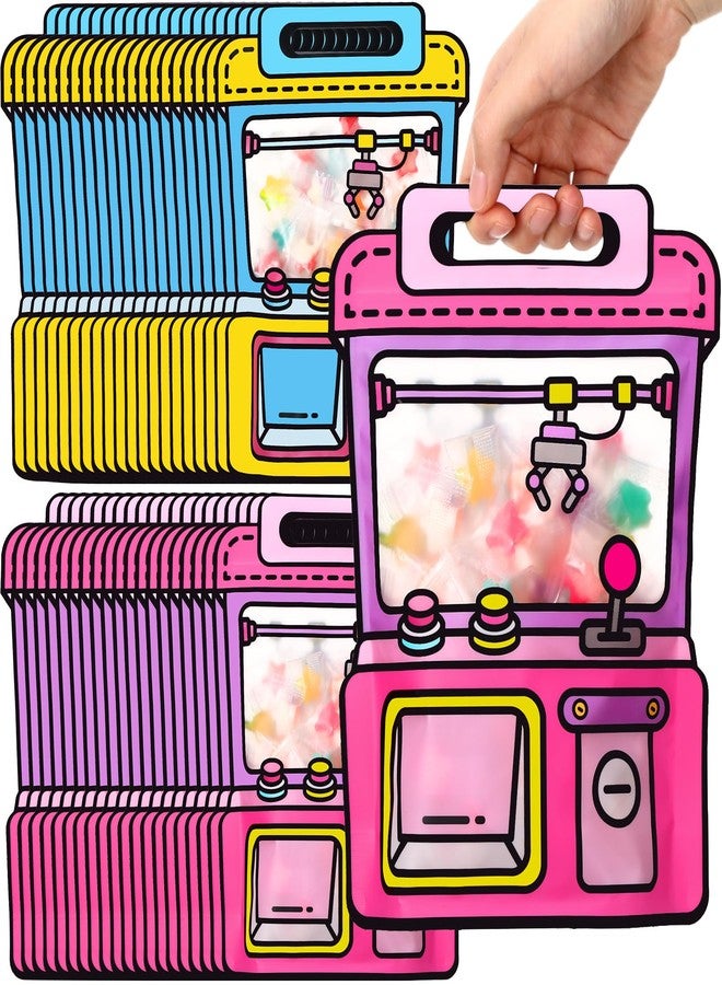 Yeyeplum 40 Pcs Cartoon Goodie Bags for Kids Candy Snack Treat Party Favor Bags Bulk Birthday Plastic Clear Gift Handbag with Handle for Classroom Back to School Supplies (7.2 x 8.4 Inch,Game Style) - Image 1
